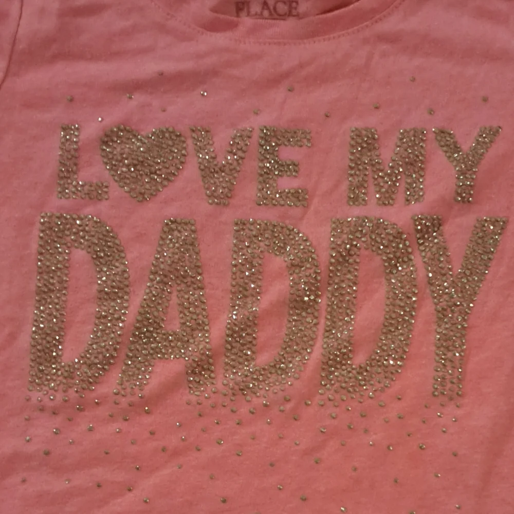 The Children's Place Kid's Peach Gold Sparkly 'Love My Daddy' T-Shirt Girl's 5T
